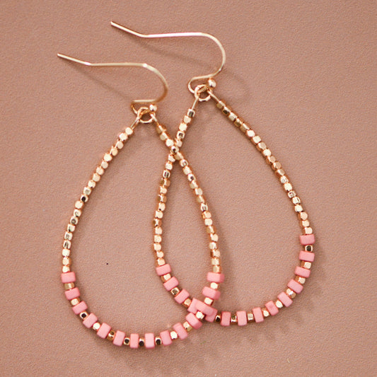 Gold Plated Brass and Natural Stone Drop Earrings – 8085