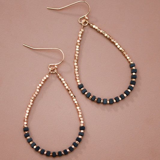Gold Plated Brass and Natural Stone Drop Earrings – 8081