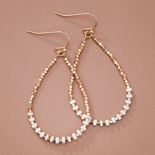 Gold Plated Brass and Natural Stone Drop Earrings – 8082