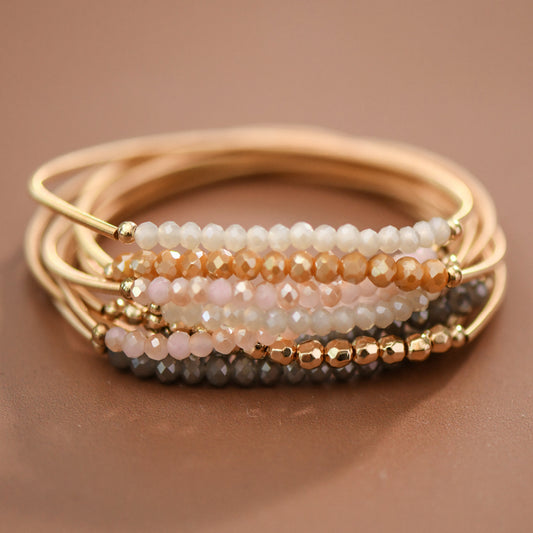 Boho Layered Spring Coil Guitar String Bracelet Set - 8096