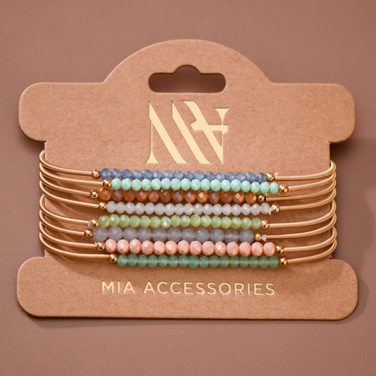 Boho Layered Spring Coil Guitar String Bracelet Set - 8177