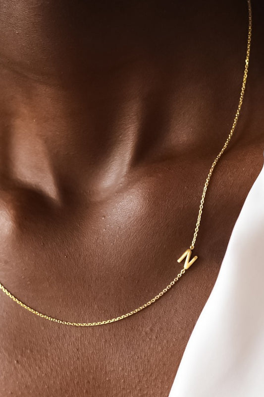 18K Gold Plated Waterproof Stainless Steel Initial Necklace