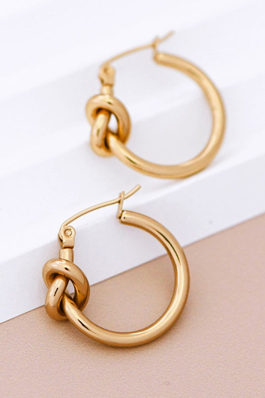 18K Gold Plated Waterproof Stainless Steel Hoop Earrings - 7076