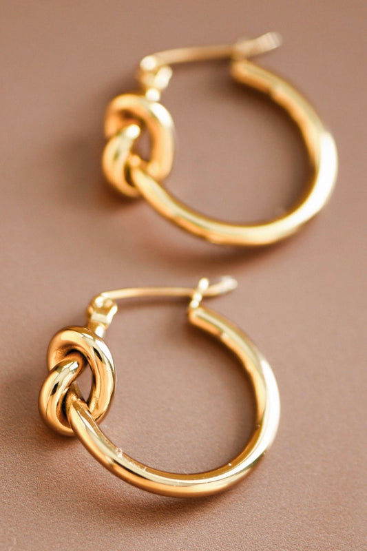 18K Gold Plated Waterproof Stainless Steel Hoop Earrings - 7076