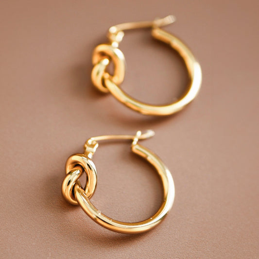 18K Gold Plated Waterproof Stainless Steel Hoop Earrings - 7076