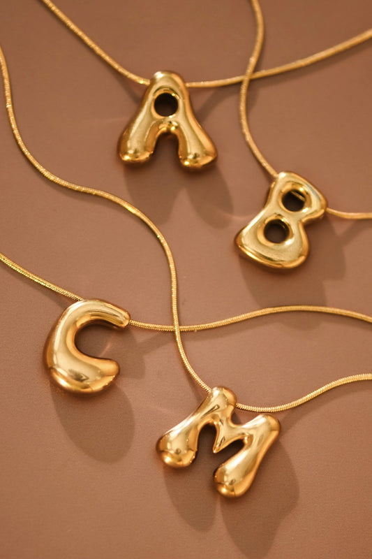 18K Gold Plated Waterproof Stainless Steel Initial Necklace - 0147