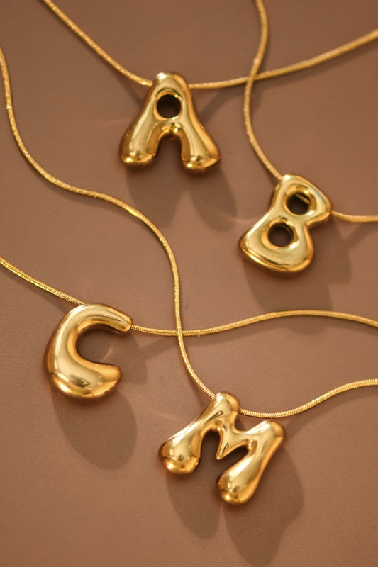 18K Gold Plated Waterproof Stainless Steel Initial Necklace - 0147