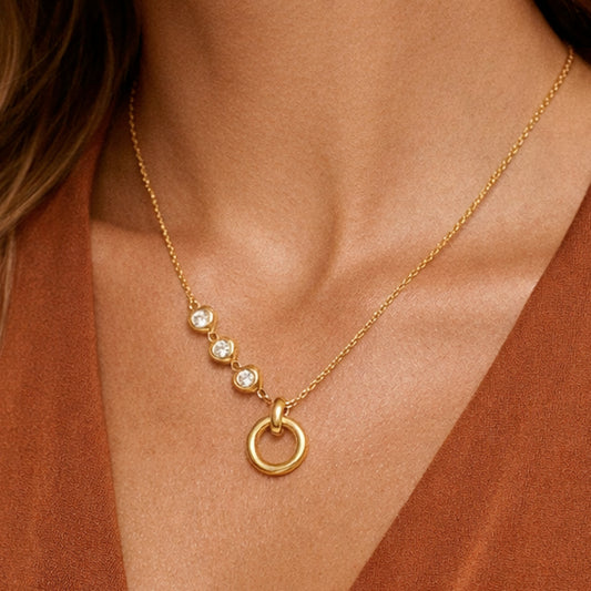 18K Gold PVD Plated Stainless Steel Circle Pendant Necklace – 8025