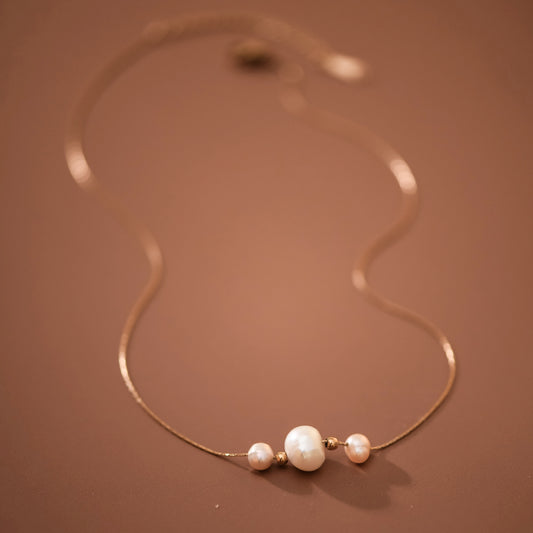 18K Gold PVD Plated Stainless Steel Freshwater Pearl Necklace – 7978