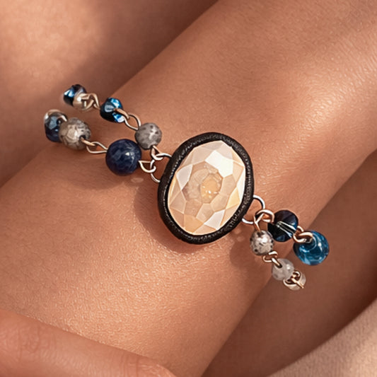 Bohemian Gemstone Beaded Bracelet with Crystal Accent – 8059