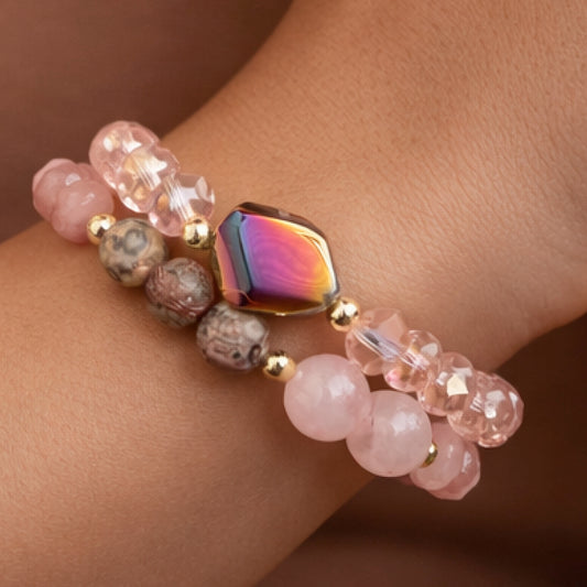 Boho Stretch Bracelet Set with Mixed Natural Stones – 8060