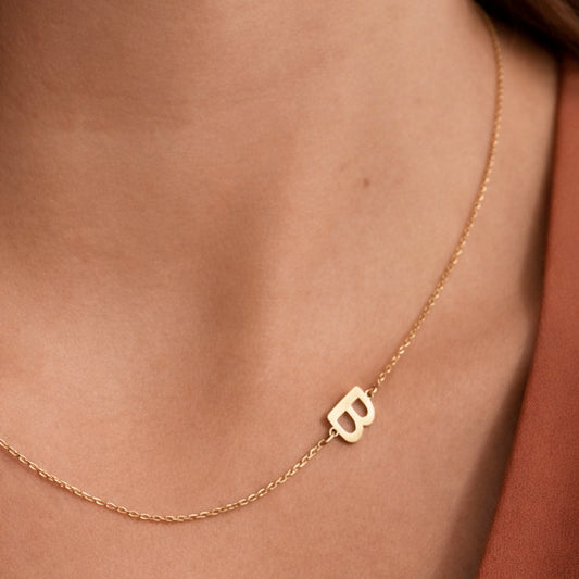 18K Gold Plated Waterproof Stainless Steel Initial Necklace