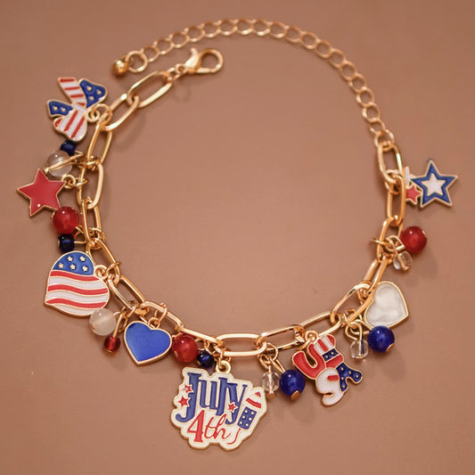 Patriotic Americana Red White Blue Charm Bracelet – 8067