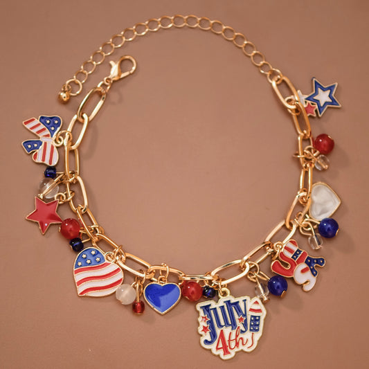 Patriotic Americana Red White Blue Charm Bracelet – 8067