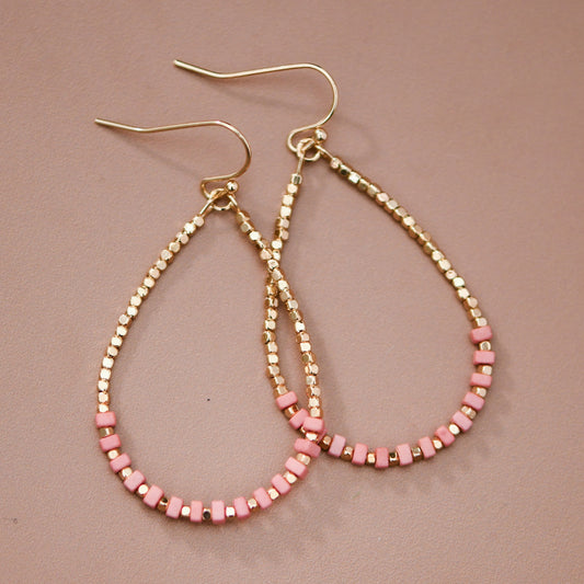 Gold Plated Brass and Natural Stone Drop Earrings – 8085