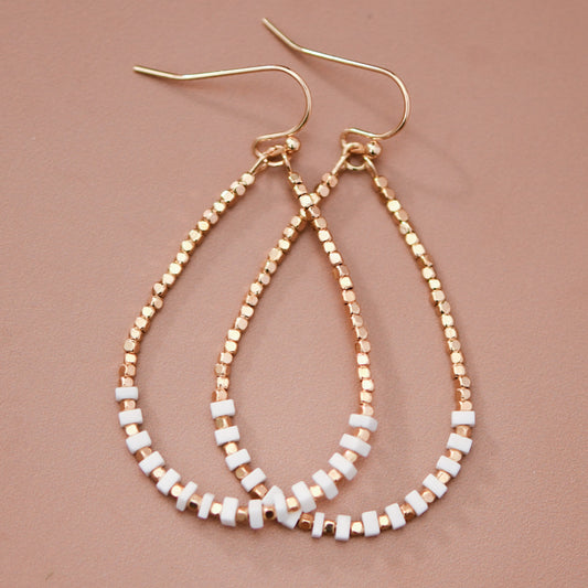 Gold Plated Brass and Natural Stone Drop Earrings – 8082