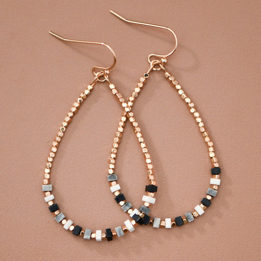 Gold Plated Brass and Natural Stone Drop Earrings – 8084