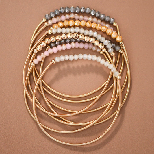 Boho Layered Spring Coil Guitar String Bracelet Set - 8096