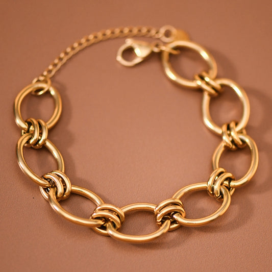 18K Gold PVD Plated Stainless Steel Oval Link Bracelet – 8045