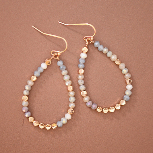 Soft Pastel Glass Crystal Beaded Teardrop Earrings – 8105