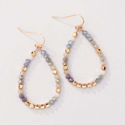Soft Pastel Glass Crystal Beaded Teardrop Earrings – 8105