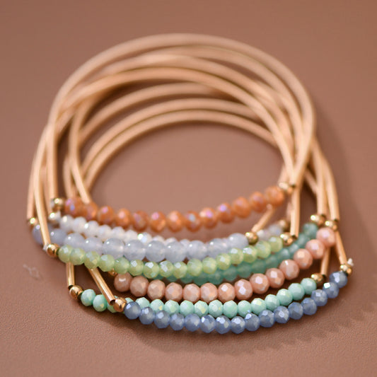 Boho Layered Spring Coil Guitar String Bracelet Set - 8177