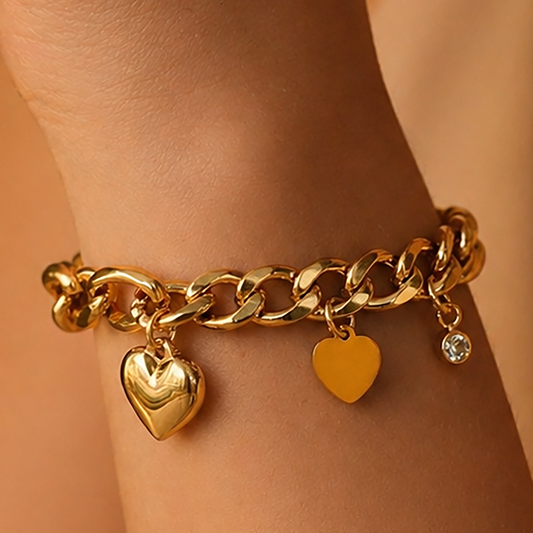 18K Gold PVD Plated Stainless Steel Toggle Heart Bracelet – 8047