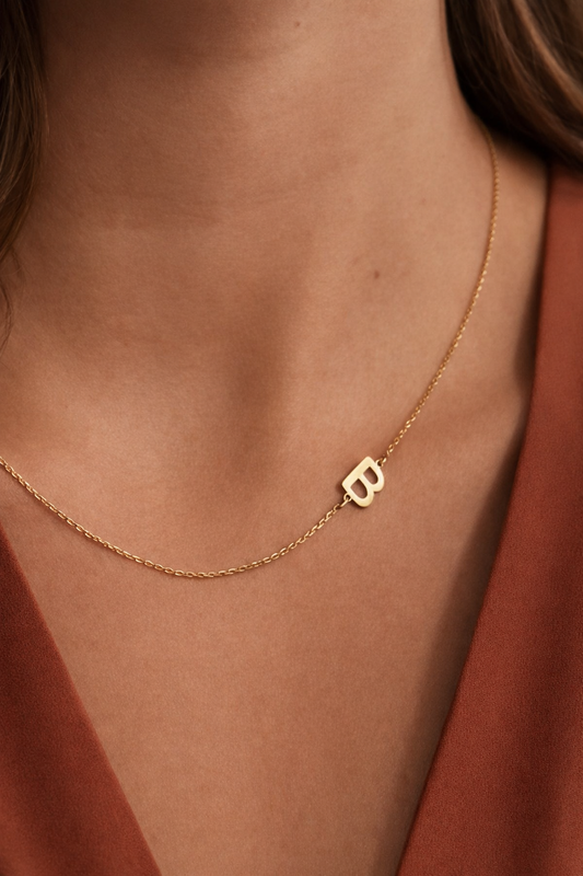 18K Gold Plated Waterproof Stainless Steel Initial Necklace