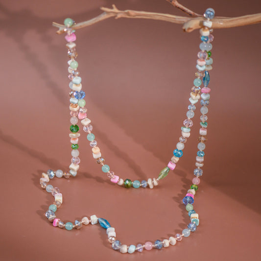 Long Mixed Stone and Crystal Necklace – 7249