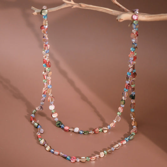 Long Multicolor Shell Bead Necklace – 7251