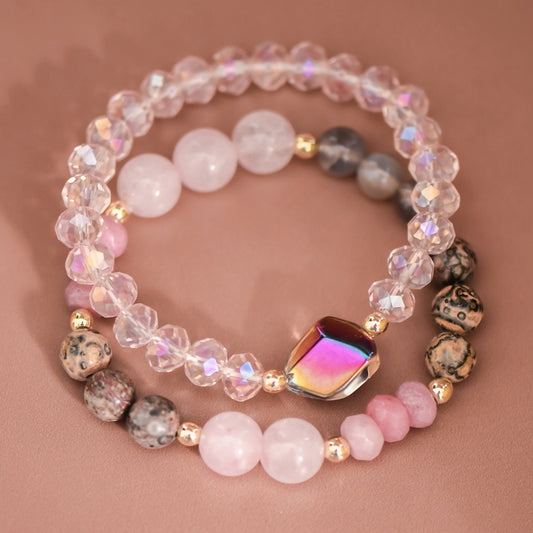 Boho Stretch Bracelet Set with Mixed Natural Stones – 8060