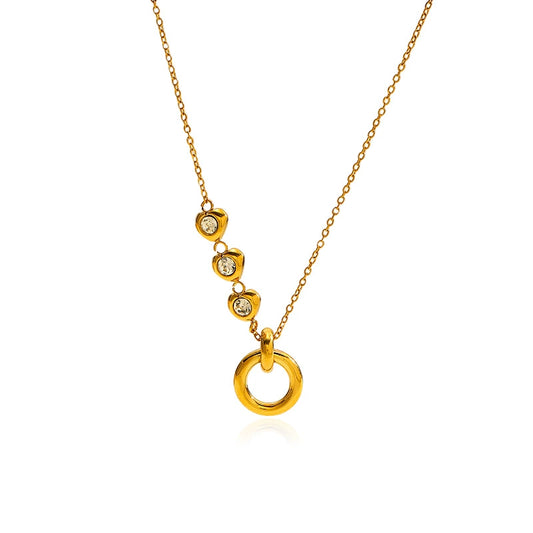 18K Gold PVD Plated Stainless Steel Circle Pendant Necklace – 8025